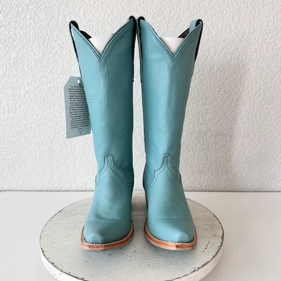 Lane EMMA JANE Turquoise Cowboy Boots Womens 5 Western Snip Toe 14" Tall Shaft - Picture 6 of 11